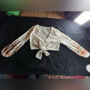 flower tie front long sleeve